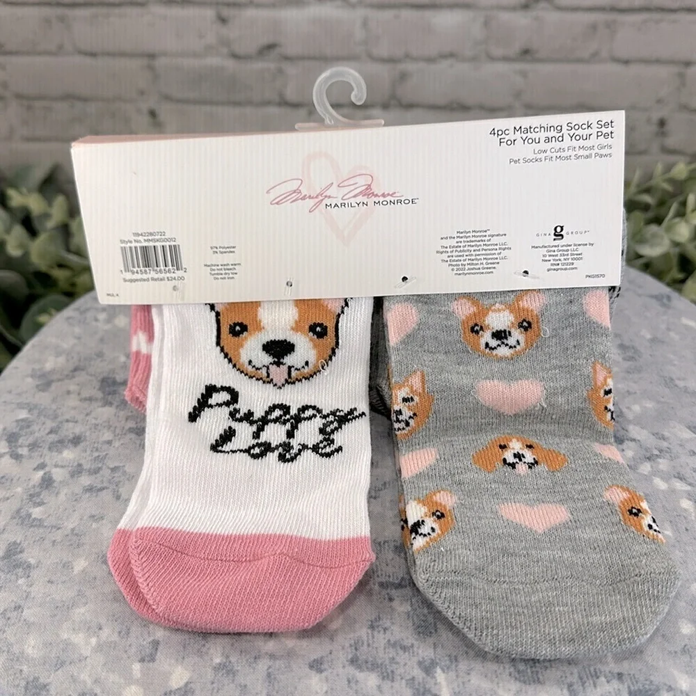 Marilyn Monroe 4 pc Matching Sock Set For You and Your Pet - Small Paws💞NWT